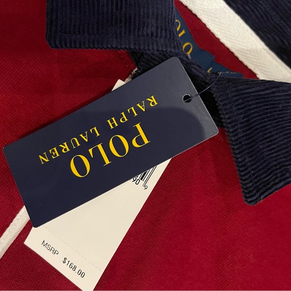 Polo Ralph Lauren Uni Crest Logo Rugby Shirt Corduroy collar Sz L NWT - Picture 3 of 4